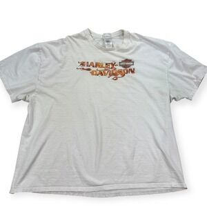 Y2K Harley Davidson T-Shirt Orlando Florida Men's 4XL White Graphic Crewneck Y2K